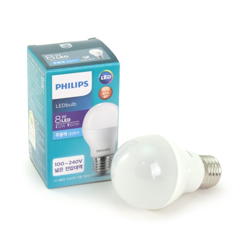 필립스 에센셜 LED전구 8W 주광색(하얀빛-6500K)